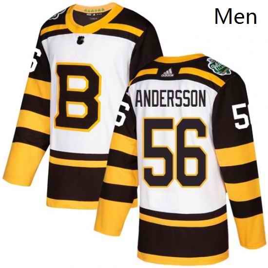 Mens Adidas Boston Bruins 56 Axel Andersson Authentic White 2019 Winter Classic NHL Jerse